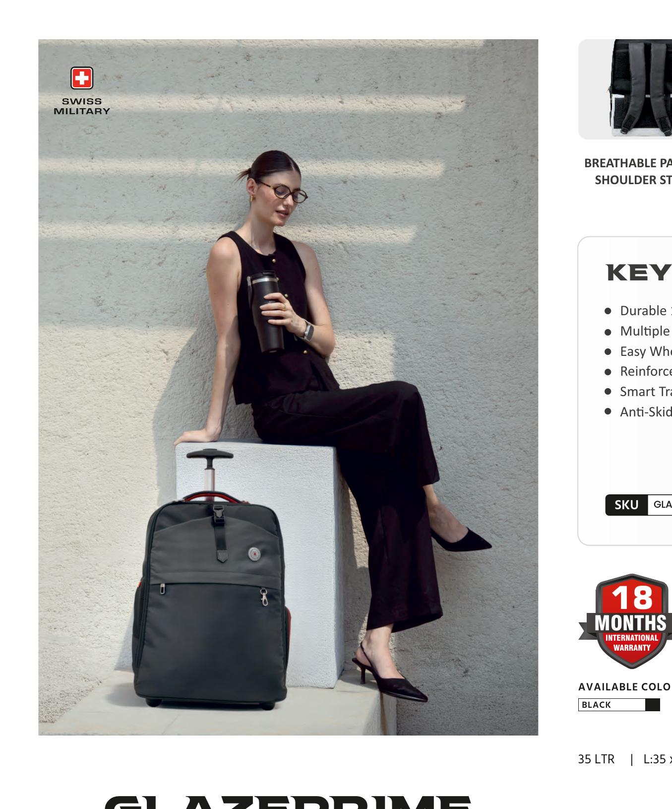 Glaze Prime Laptop Backpack Trolley