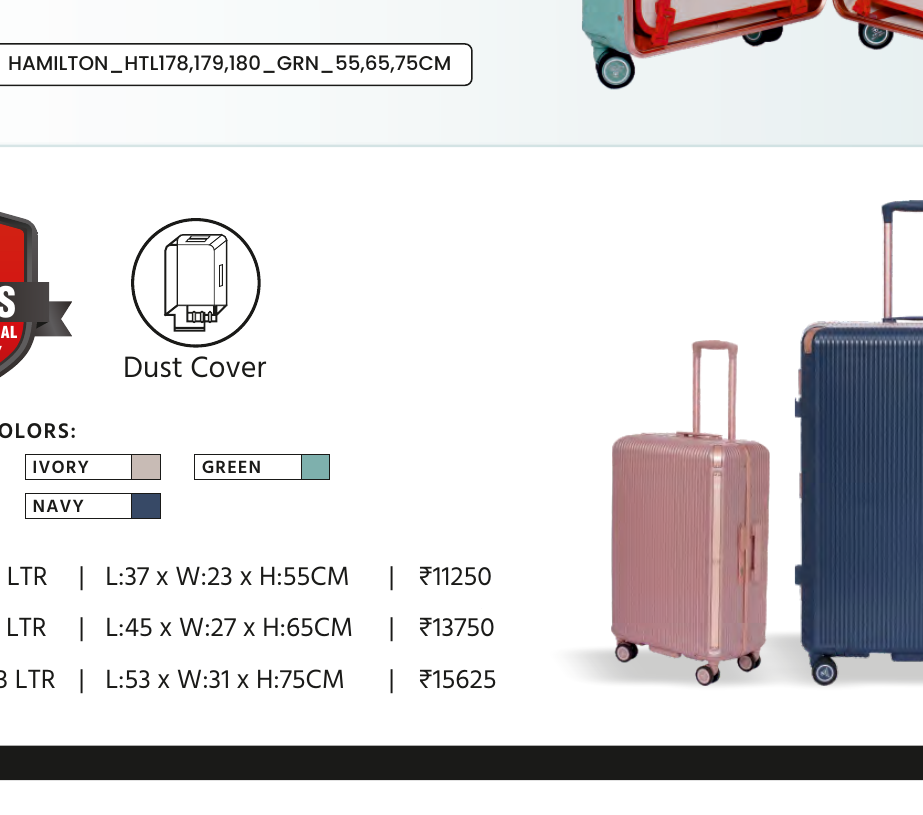 Hamilton Hardtop Trolley Luggage - Cabin